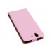 Sory Xperia ZL - Genuine Leather Up Down Flip Protective Phone Cover Case - Pink